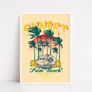 Póster de Palm Beach Miami / Póster de viaje / Impresión de Miami / Impresión de Miami Beach / Decoración de Miami Beach