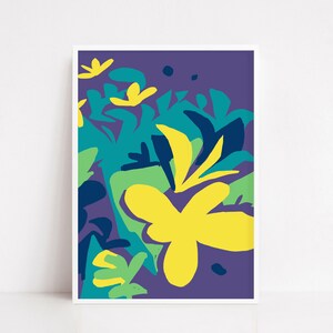 Poster di fiori ritagliati, poster in stile Henri Matisse, poster di Papier Decoupes, stampa di Matisse, poster della mostra di Matisse