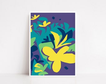 Cut outs flowers poster ,Henri Matisse style poster , Papier Decoupes poster , Matisse print , Matisse exhibition poster
