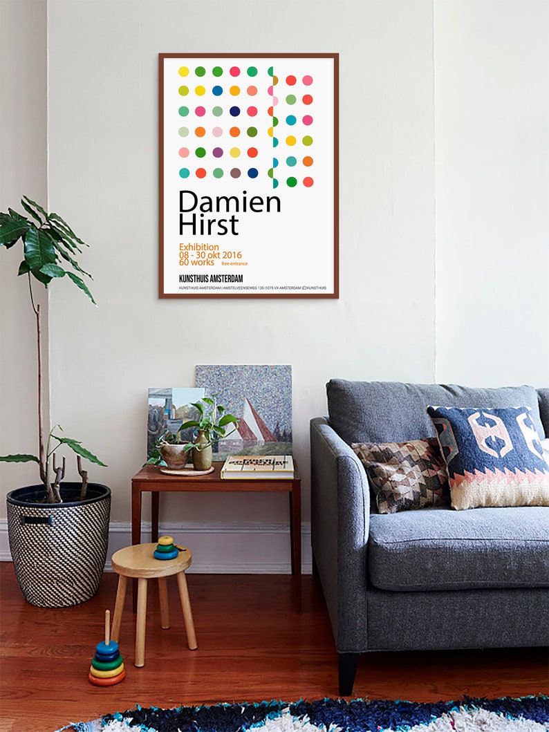 Damien Hirst poster exhibition print Hirst dots Etsy