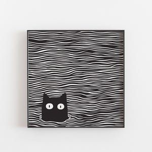 Cat Poster - Cat Print - Minimalist Black and White Cat Art Print - Modern Cat Wall Decor - Abstract Cat Illustration  Quirky Feline Artwork