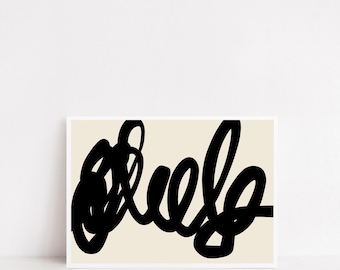 Modern Abstract Brushstroke Poster – Bold Black Scribble on Beige, Scandinavian Minimalist Art for Studio or Gallery Wall - Scandi wall art