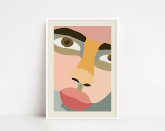 Abstract Face Poster, Abstract wall decor, Abstract Face Artwork, Modern Art, Abstract Face Print, Face Line Art,