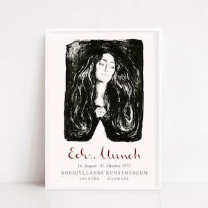 Edvard Munch woman black white poster / Edvard munch poster / Edvard Munch print / art poster / vintage exhibition poster