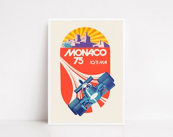 Monaco Grand Prix  75 vintage car poster