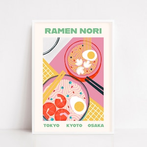 Ramen Poster - Japanese Food Art Print - Colorful Ramen Wall Art -  Noodle Illustration - Modern Kitchen Decor - Asian Cuisine Artwork