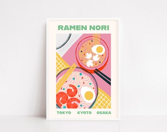 Ramen Poster - Japanese Food Art Print - Colorful Ramen Wall Art -  Noodle Illustration - Modern Kitchen Decor - Asian Cuisine Artwork