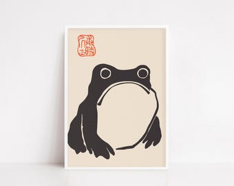 Japanese Frog Poster – Matsumoto Minimalist Art Print, Zen Animal Illustration, Japanese vintageWall Art- Vintage Japanese poster