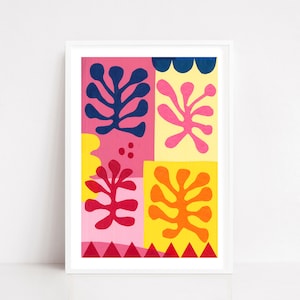 Poster di fiori ritagliati, poster in stile Henri Matisse, poster di Papier Decoupes, stampa di Matisse, poster della mostra di Matisse