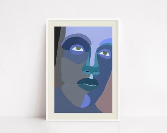 Abstract Face Poster, Abstract wall decor, Abstract Face Artwork, Modern Art, Abstract Face Print, Face Line Art