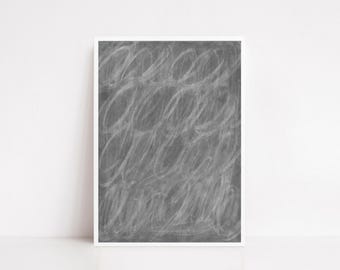 Abstract Grey Chalkboard Poster – Minimalist Monochrome Scribble Art Print, Modern Neutral Wall Decor - Scandi wall decor, modern wall decor