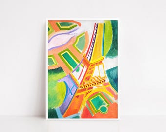 Eiffel Tower Poster – Robert Delaunay Abstract Art Print, Colorful Paris Wall Art, Modernist French Painting - Vintage poster