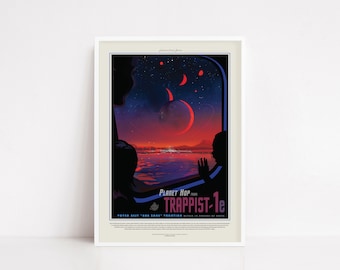 NASA Trappist -1e Poster/ Nasa Druck/ Weltall Poster/ Weltall Druck Reiseplakat