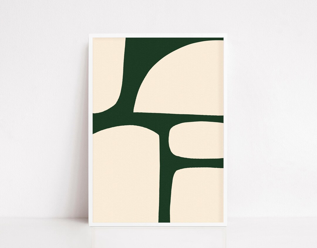 Minimalist Abstract Wall Art Print, Modern Geometric Poster in Green ...