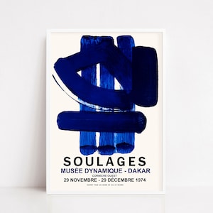 Soulages vintage exhibition poster | exhibition print | art poster |