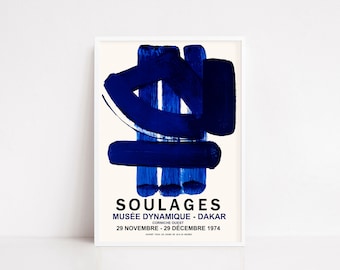 Soulages vintage exhibition poster | exhibition print | art poster |