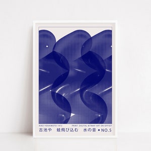 Aiko Yoshimoto Poster / abstraktes Poster / japanisches Poster / modernes Poster / blaues Poster