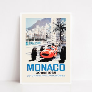 Monaco Grand Prix 1965 vintage car poster