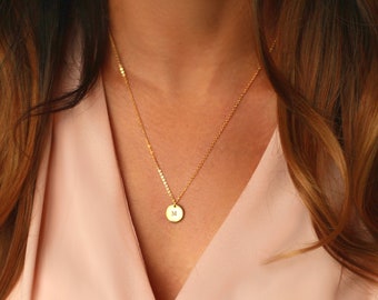 GOLD Coin Necklace, Monogram Necklace, Circle Necklace, SILVER Coin Necklace, Personalized Disc Necklace, ROSE Gold, Disk Necklace, Gift