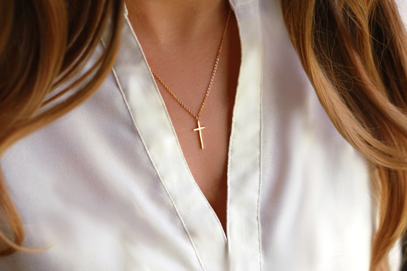 Confirmation Gift Necklace Tiny Gold Cross Necklace Dainty Cross Necklace Tiny Cross Charm Necklace Small Gold Cross Necklace