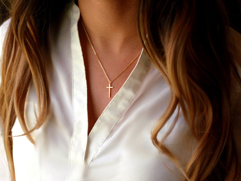 Confirmation Gift Necklace Tiny Gold Cross Necklace Dainty Cross Necklace Tiny Cross Charm Necklace Small Gold Cross Necklace