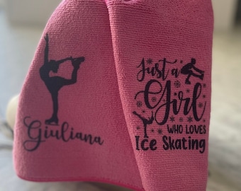 Personalized Figure Skater Microfiber Towel: Ice Rink Gift
