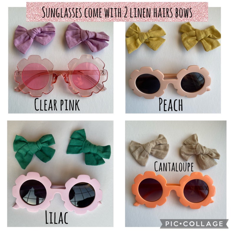 Personalized Kids Sunglasses: Floral Daisy Design with Hair Bows image 5