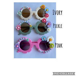 Personalized Kids Sunglasses: Floral Daisy Design with Hair Bows image 8