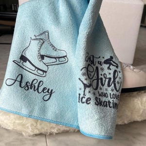 Personalized Figure Skater Towel: Ice Skate Blades Microfibre Cloth
