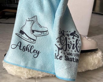 Personalized Figure Skater Towel: Ice Skate Blades Microfibre Cloth