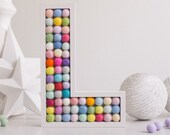 Wooden Felt Ball Letter Filled Pom Pom Letter A-Z Home Decor Letter, Initials or Gift Handmade Wall Letter or Word
