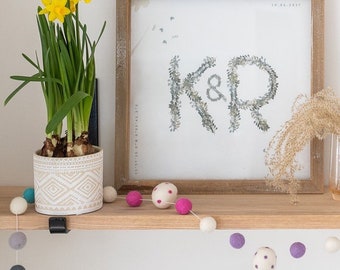 Guirnalda de huevo de Pascua de fieltro / Huevo de Pascua hecho a mano Pom Pom bunting / Decoración del árbol de Pascua