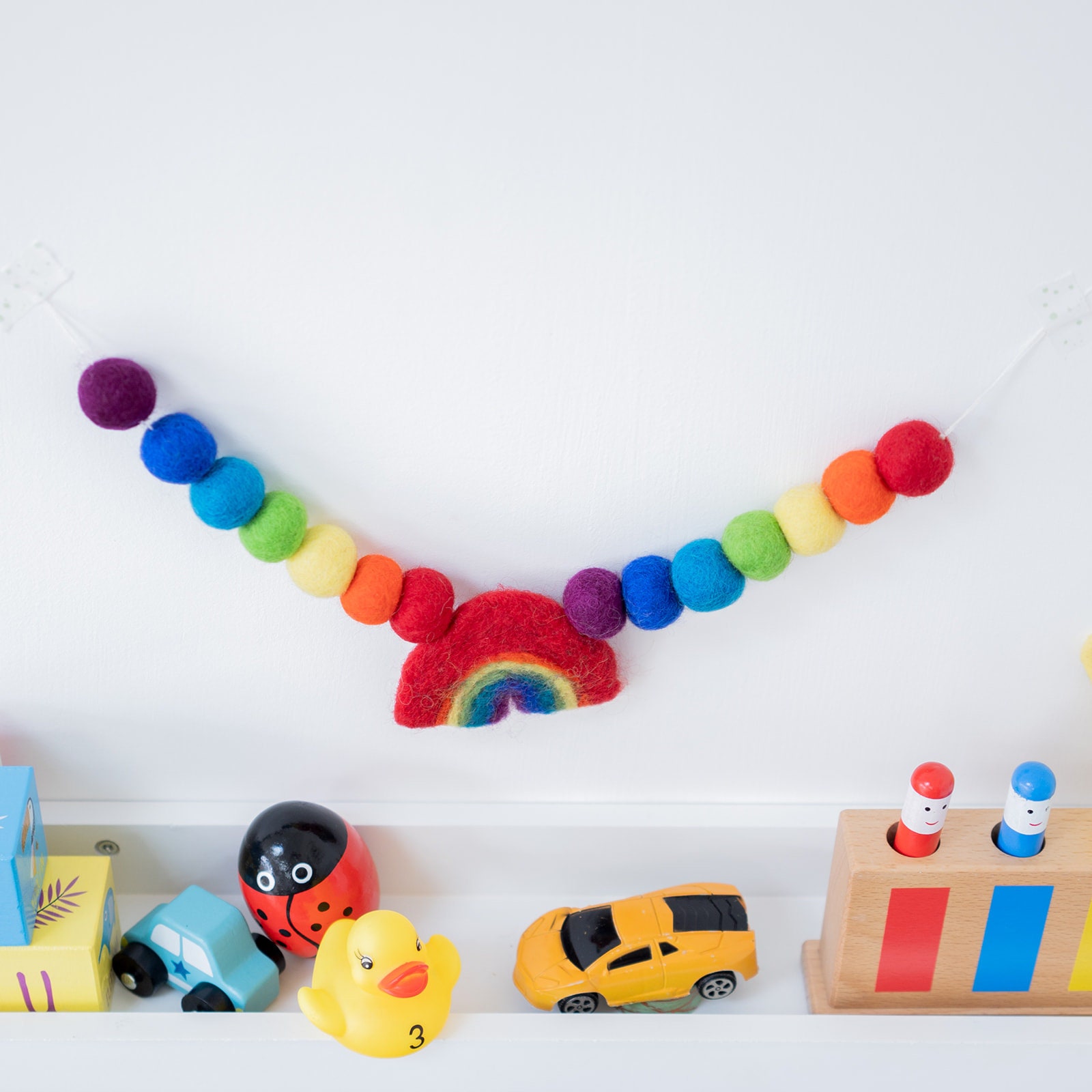 Rainbow & Felt Ball Garland Rainbow Pom Pom Bunting | Etsy