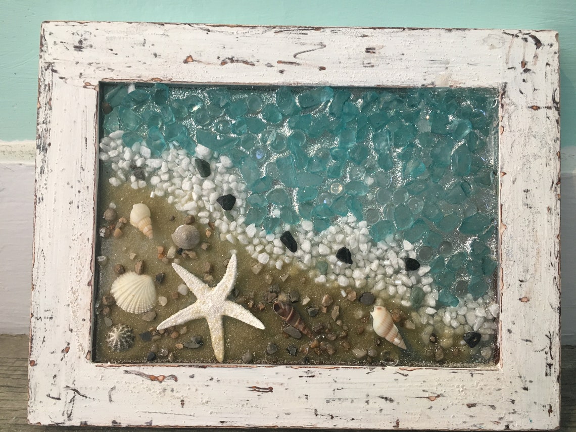 Beach shell art Etsy