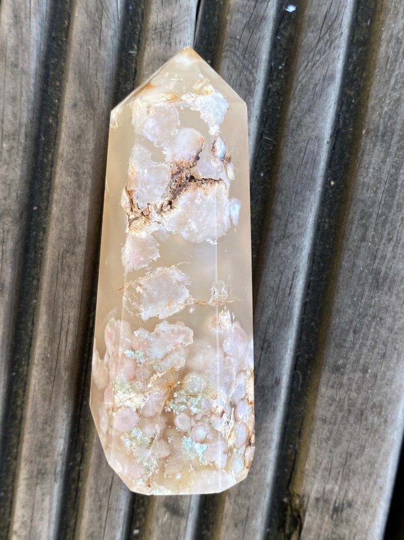 Flower Agate Point Natural Flower Agate Tower Cherry Blossom Etsy