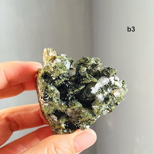 Super Sparkly Forest Epidote with Quartz Specimen, Fairy Epidote from Turkey, Mineral Specimen, Crystal Gift, Unique Gift -11