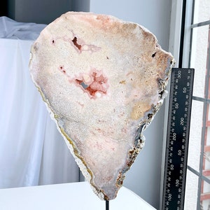 Ametista rosa, 3,2 kg di ametista rosa naturale con supporto in metallo, lastre di drusa di ametista rosa, cristallo di ametista rosa, regalo di cristallo, arredamento per la casa