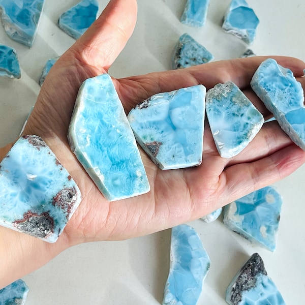 Larimar Freeform, Polished Larimar Slab, Polished Larimar Slabs, High-Quality Larimar, Larimar Jewellery DIY, Crystal Gift