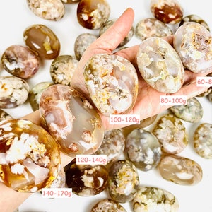 Flower Agate Palm Stone, natural flower agate, tumbled flower agate, dendritic agate tumble, Large Polished flower agate, One Piece