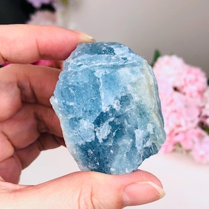 Raw Aquamarine Stone: Natural Blue Crystal, Untreated Gemstone