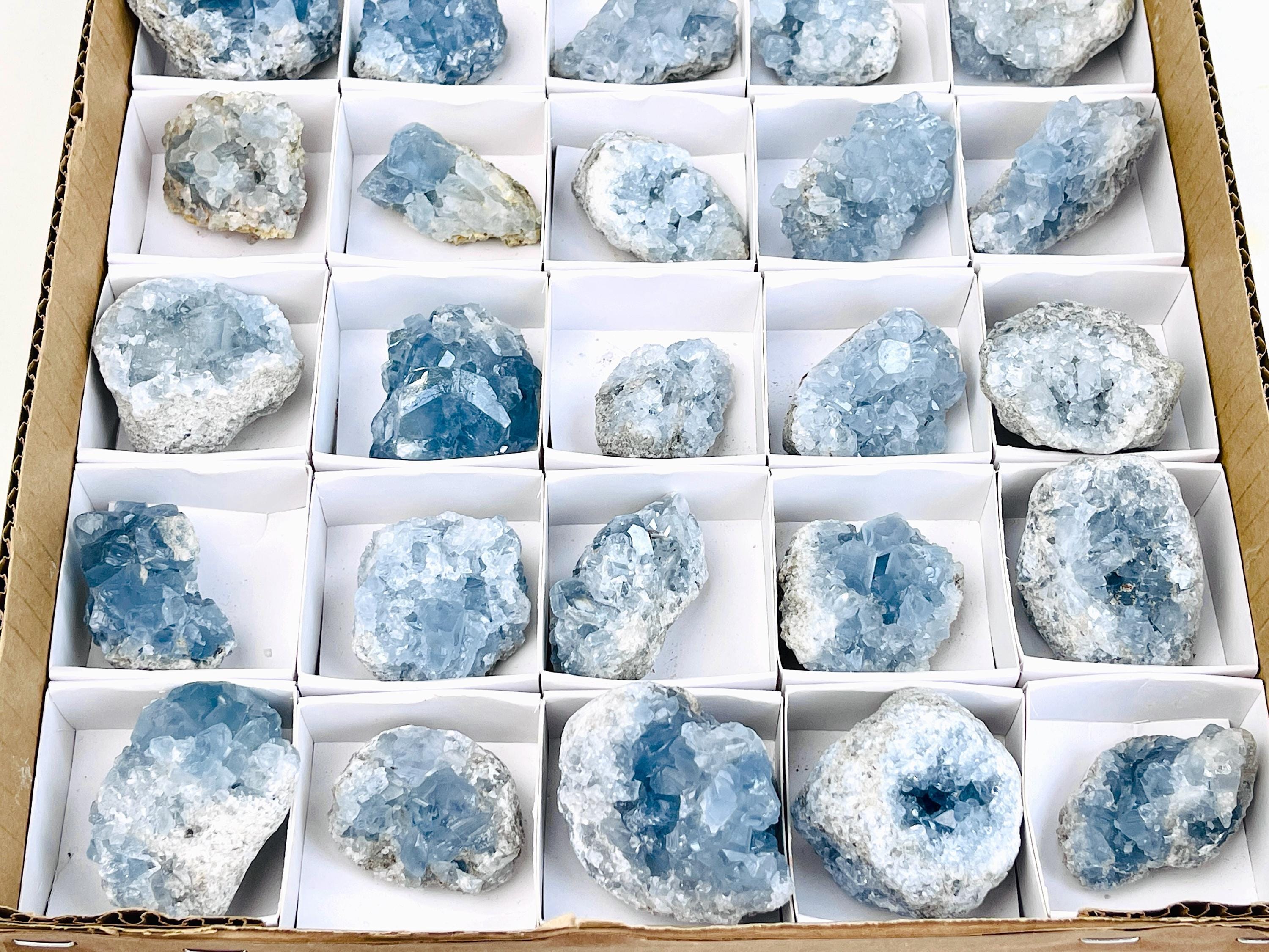 ブルーセレスタイト結晶クラスター：原石ジオード（35～55 mm） - Etsy