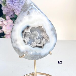 Druzy Agate Teardrop on Stand: Natural Healing Crystal Decor