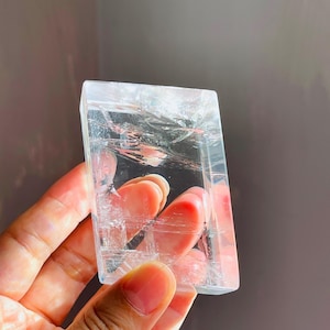 Brazilian Optical Calcite Cube: Iceland Spar Crystal, Chakra Cleansing 8