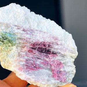 Esemplare di tormalina anguria, tormalina multicolore, tormalina bicolore grezza, esemplare naturale di tormalina anguria, regalo di cristallo-2
