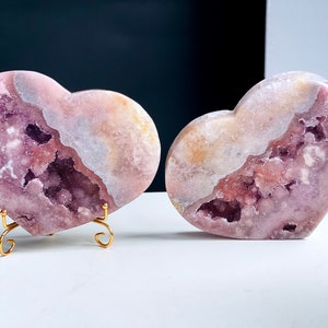 Ametista rosa, cuore di ametista rosa abbinato di qualità super extra, set di cuori di ametista rosa, cristalli di ametista rosa, regalo di cristallo