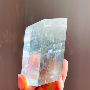 Brazilian Optical Calcite Cube: Iceland Spar Crystal, Chakra Cleansing 7 (Chipped)