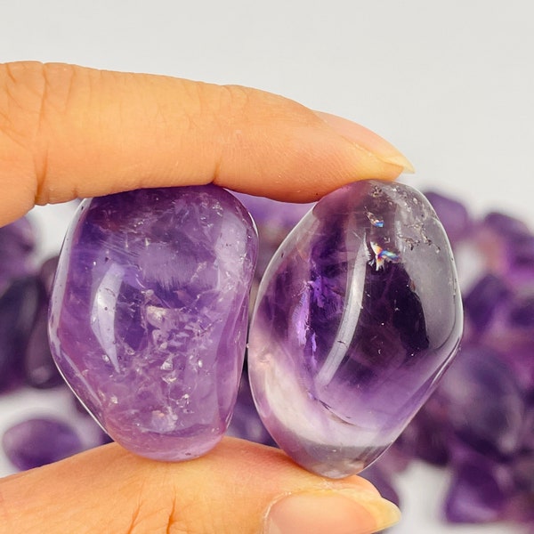 Amethyst Tumbled Stone, Dream Amethyst Tumble, Natural Amethyst crystal, Purple Amethyst Pocket Stone