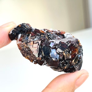 Amazing Red Sphalerite with Druzy Quartz, Gemy Red Sphalerite Mineral Specimen, Natural Sphalerite, Raw Crystals