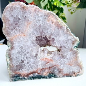 Ametista rosa, 2,9 kg di ametista rosa senza ametista, ametista rosa grezza drusa, cristallo di ametista rosa, regalo di cristallo, arredamento per la casa