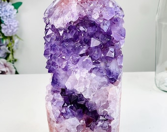 ライトピンクのアメジストフラワーアゲートドゥルージータワー - Etsy 日本